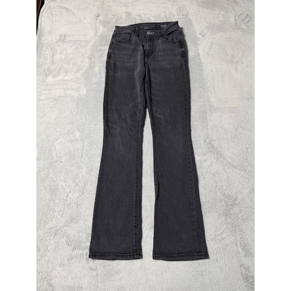 Arizona Jeans Womens 5 Black High Rise Bootcut Stretch Denim 24x30.5